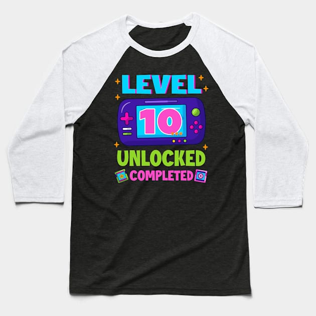 Level 10 Unlocked 5th Birthday Boys Video Game B-day Gift For BOys Kids Baseball T-Shirt by tearbytea